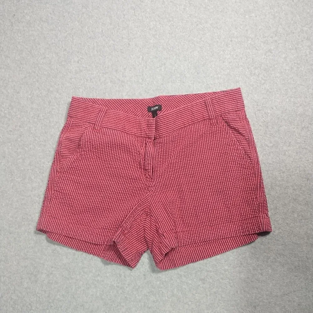 J. Crew Woman's Shorts Size 2 Red/Black Striped Cotton . Condition is Pre-owned.